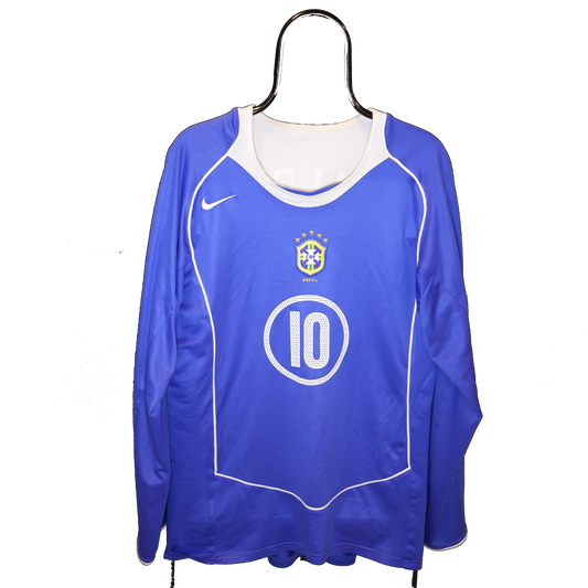 Brazil 2004 2006 Long Sleeve #10 Ronaldinho Away football shirt L Industria Brasileira