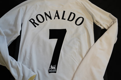 Manchester United 2006 2008 #7 Ronaldo Long Sleeve football Shirt Away S Men