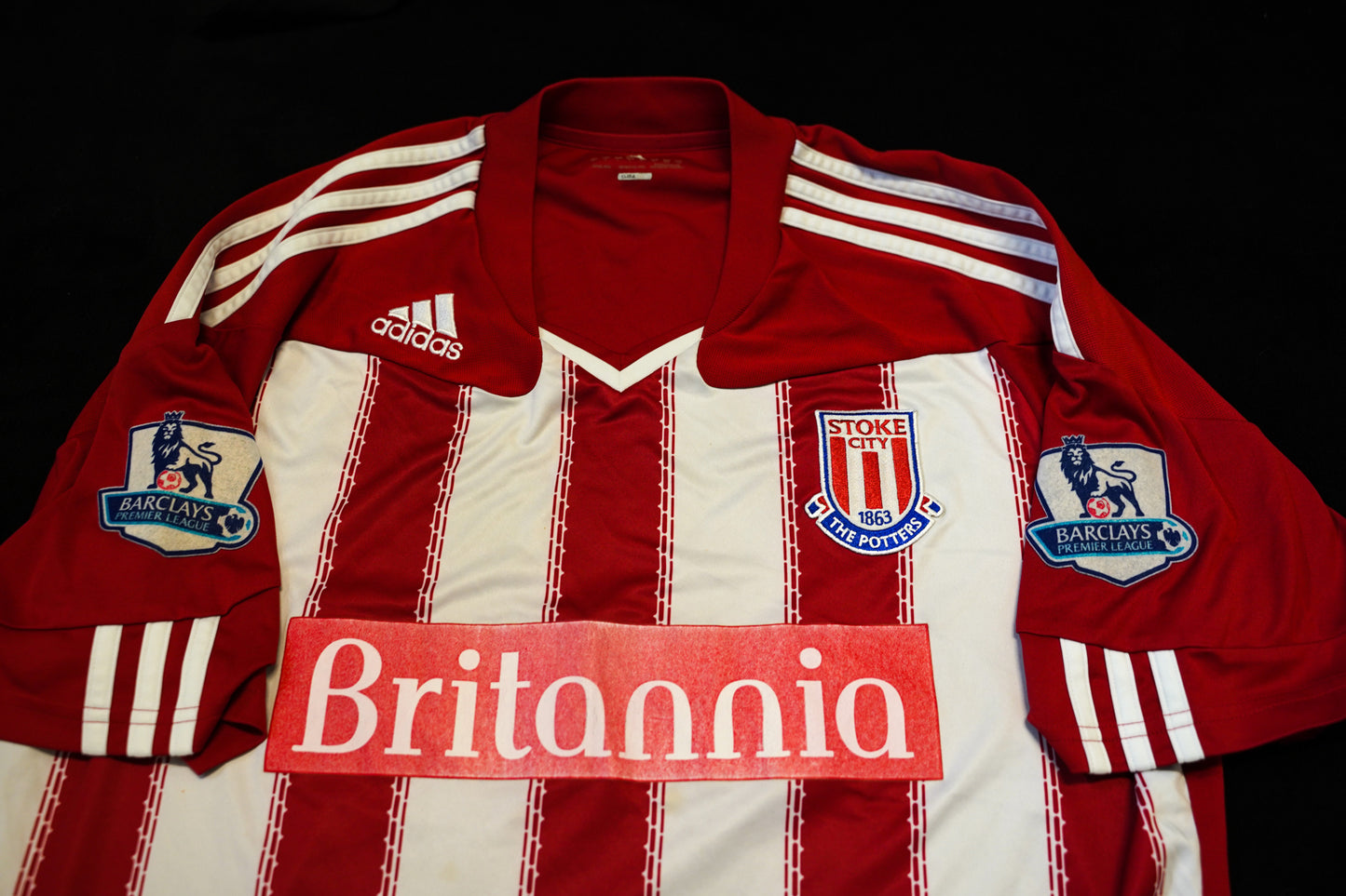 2010 2011 Stoke City #22 Carew Home Adidas Football Shirt L P46709