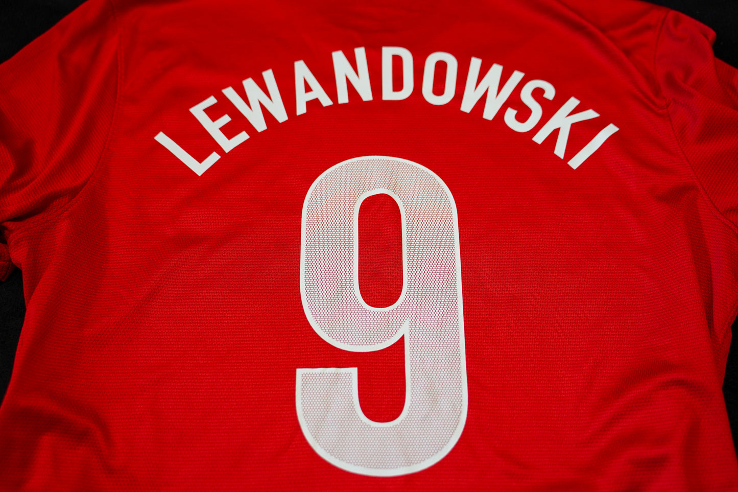 2012 2014 Poland #9 Lewandowski XL men Nike Football Shirt Away Red 450509-611