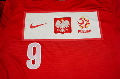 2012 2014 Poland #9 Lewandowski XL men Nike Football Shirt Away Red 450509-611