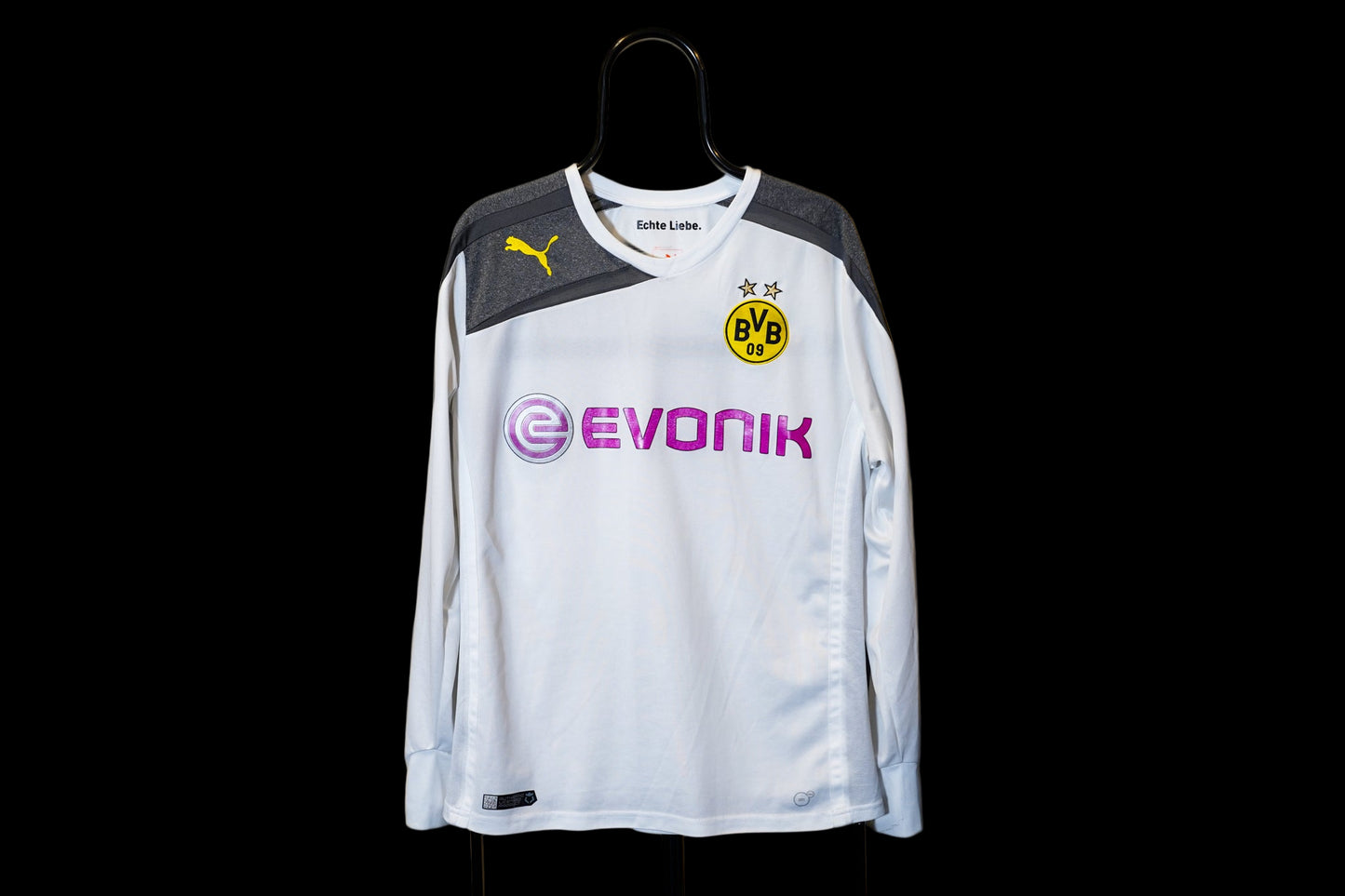 2013 2015 Borussia Dortmund Third #9 Lewandowski Long Sleeve Football Shirt White L men