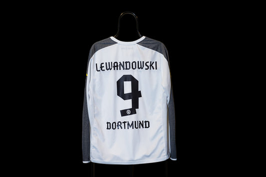 2013 2015 Borussia Dortmund Third #9 Lewandowski Long Sleeve Football Shirt White L men
