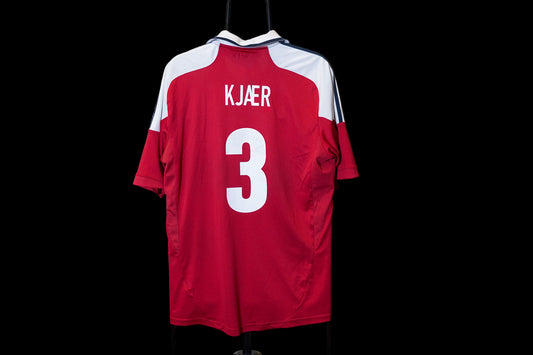 2012 2013 Denmark #3 Kjaer Home Football Shirt Adidas L men X11598
