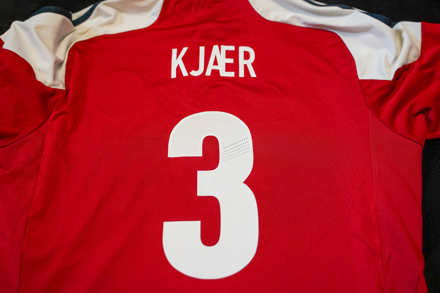 2012 2013 Denmark #3 Kjaer Home Football Shirt Adidas L men X11598
