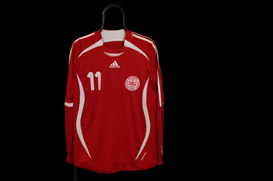 2006-2008 Denmark #11 Bendtner Long Sleeve adidas Player Issue Formotion M 069503