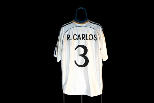 1998-2000 Real Madrid Home #3 R. Carlos Football Shirt Original Jersey Adidas L