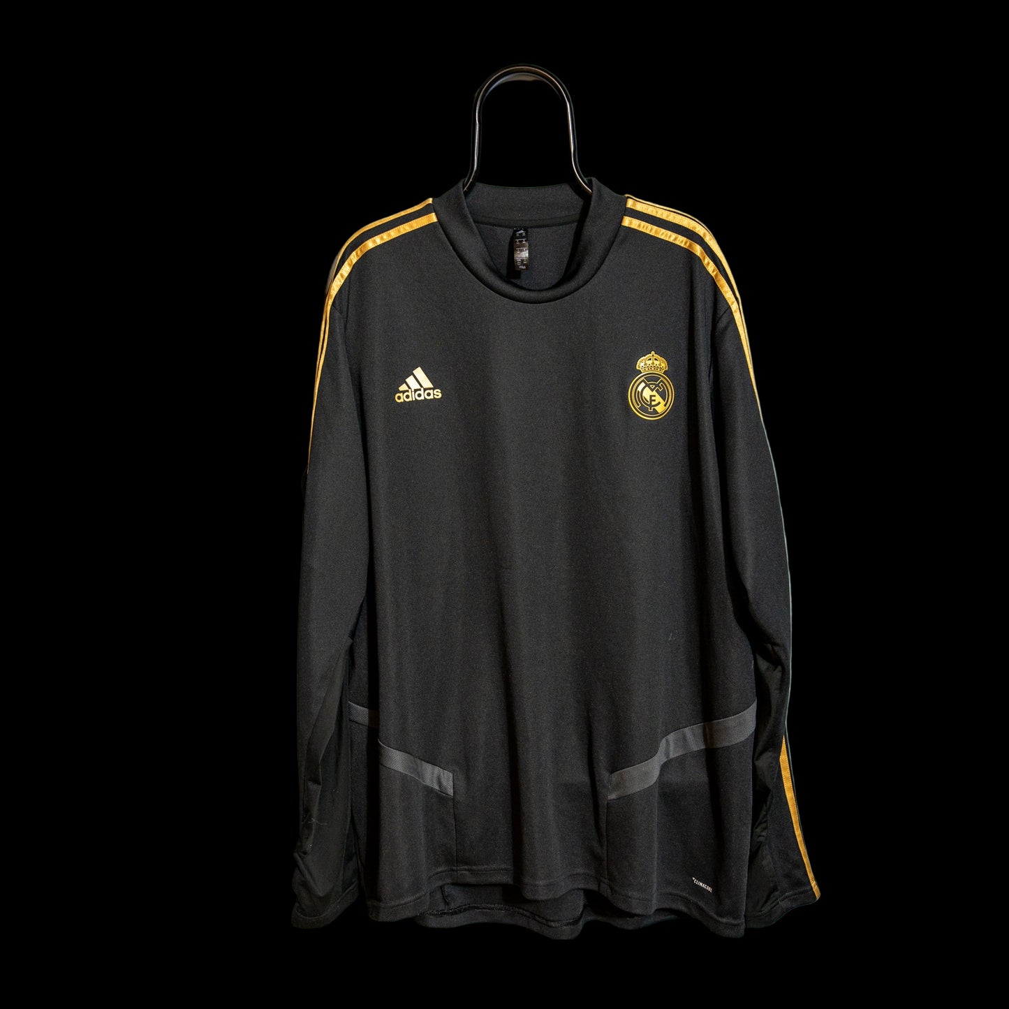 Real Madrid Training Top Black & Gold Long Sleeve Sweatshirt Adidas 3XL DX7836