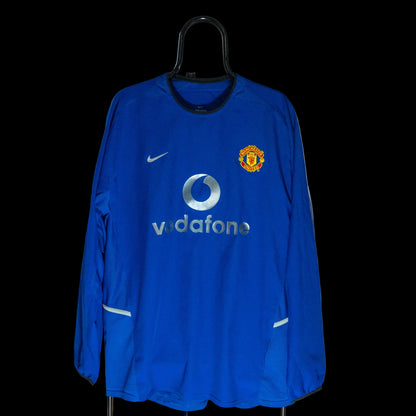 Manchester United 2002-03 Long Sleeve Third Blue Shirt Original Football Jersey XL