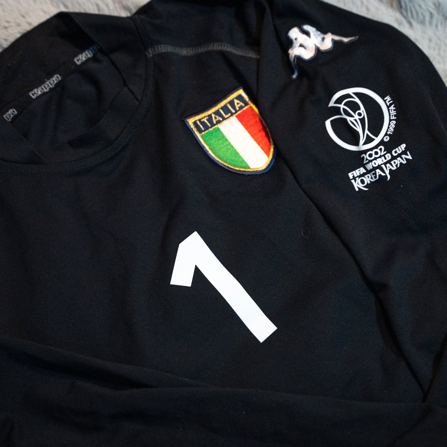 Italy 2002 #1 Buffon Korea&Japan Long Sleeve Goalkeeper Shirt Original Football Jersey M