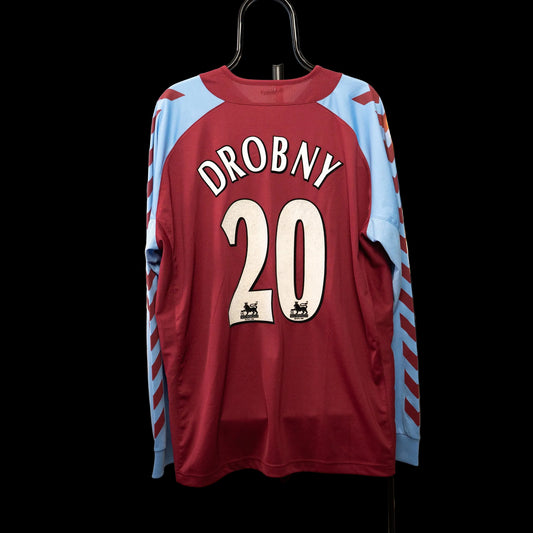 Aston Villa 2004 2005 #20 Drobny Long Sleeve Football Shirt 46/48 hummel