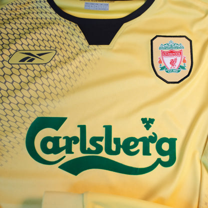 Liverpool 2004 2006 Away Long Sleeve Football Shirt XL Yellow Reebok