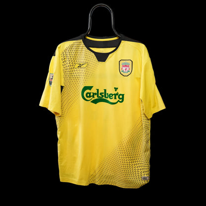 Liverpool 2004 2006 Away #19 Morientes Football Shirt M Yellow Reebok