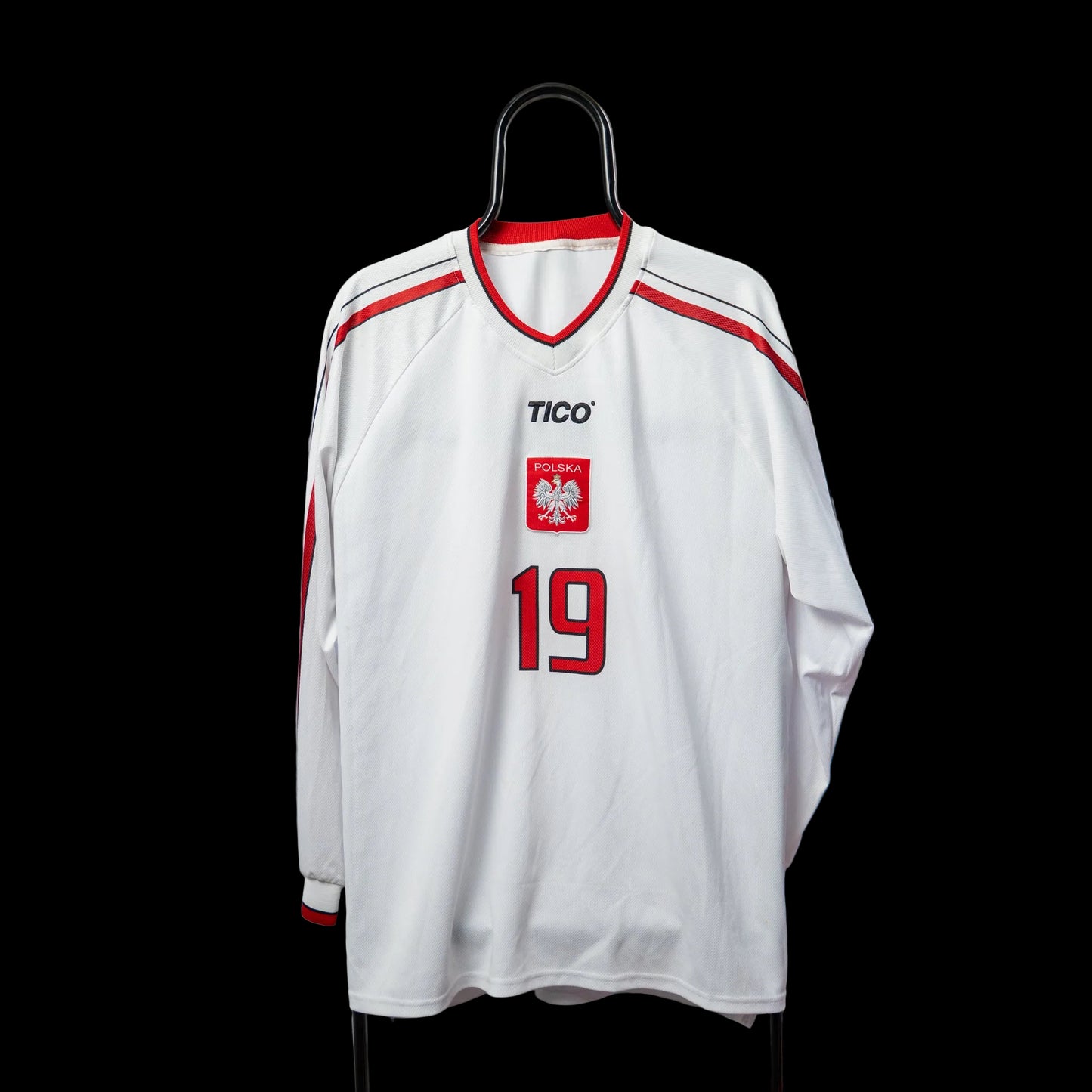 Poland 2000/01 Home Tico #19 [XL] Long Sleeve Koszulka Pilarska Match Issue?