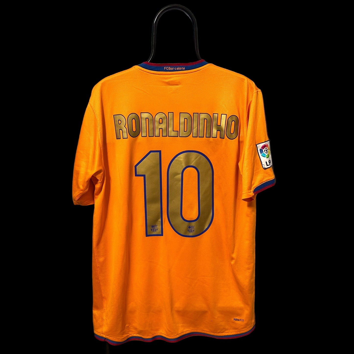 2006-2007 Barcelona away #10 Ronaldinho Football Shirt Orange L men