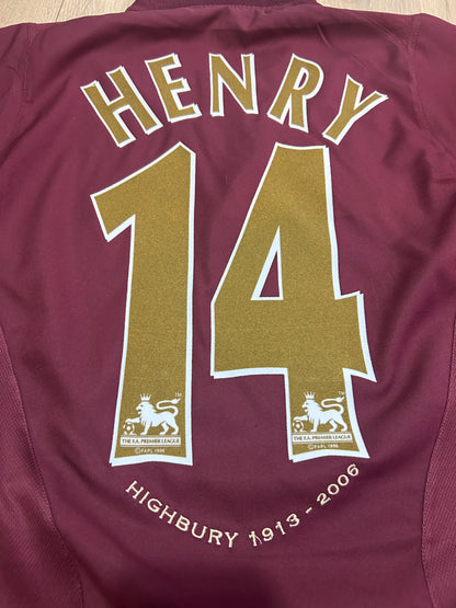 2005-2006 Arsenal London Home #14 Henry Highbury Football Shirt L Boys 496620