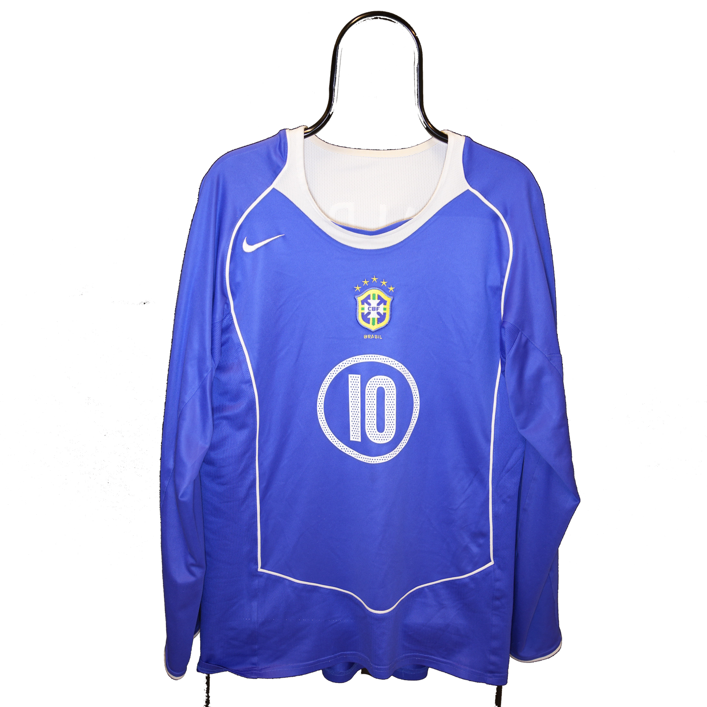Brazil 2004 2006 Long Sleeve #10 Ronaldinho Away football shirt L Industria Brasileira