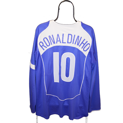 Brazil 2004 2006 Long Sleeve #10 Ronaldinho Away football shirt L Industria Brasileira