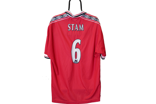 1998 - 2000 Manchester United Home #6 Stam Football Shirt Umbro 2XL 78/1